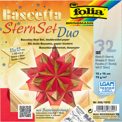 folia Faltbltter Bascetta-Stern, 150 x 150 mm, hochrot/gold