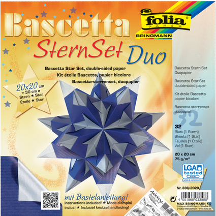 folia Faltbltter Bascetta-Stern, 200 x 200 mm, blau/silber