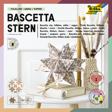 folia Faltbltter Bascetta-Stern, wei / bedruckt