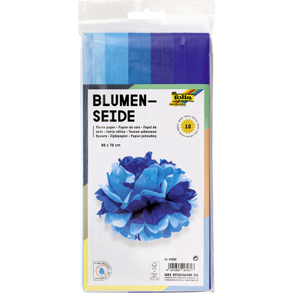folia Seidenpapier, (B)500 x (H)700 mm, 20 g/qm, Mix blau