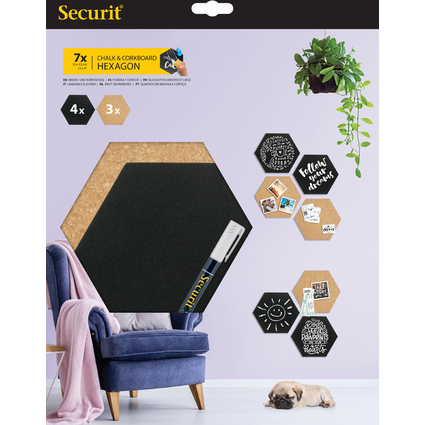 Securit Kreide- & Korktafel SILHOUETTE "Hexagon"