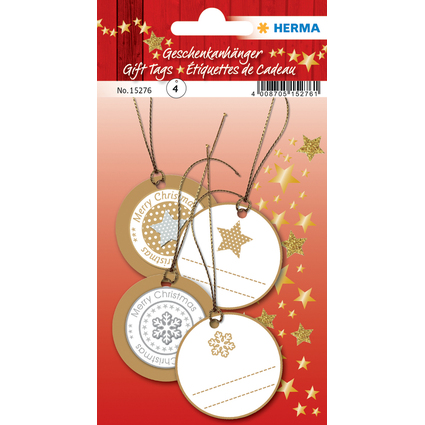 HERMA Weihnachts-Geschenkanhnger 3D, rund, gold