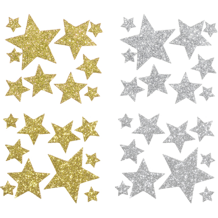 folia Moosgummi Glitter-Sticker "Sterne", sortiert