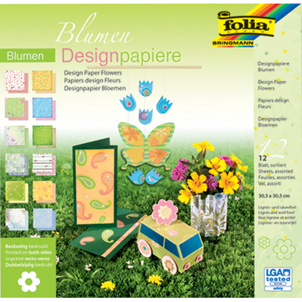 folia Designpapierblock "Blumen", 305 x 305 mm, 12 Blatt