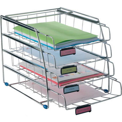 ALBA Briefablage "COR4F", aus Drahtmetall, DIN A4, 4-fach