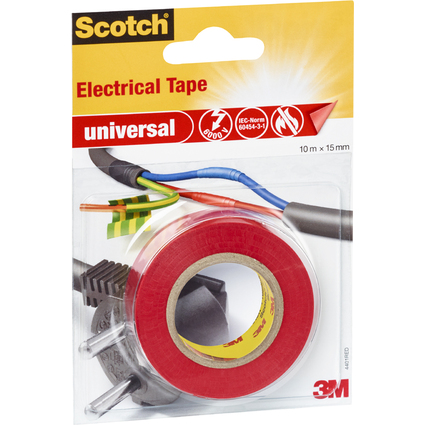 Scotch Isolierband universal, 15 mm x 10 m, rot