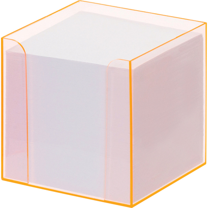 folia Zettelbox "Luxbox" mit Leuchtkanten, orange, bestckt