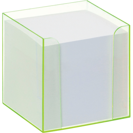 folia Zettelbox "Luxbox" mit Leuchtkanten, grn, bestckt