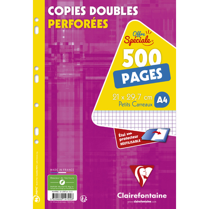Clairefontaine Copies doubles perfores, A4, quadrill 5x5
