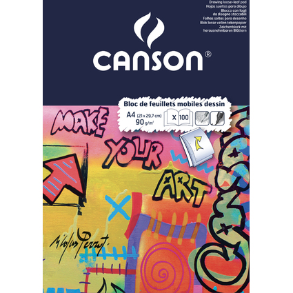 CANSON Zeichenpapier-Block, 210 x 297 mm, wei, 90 g/qm