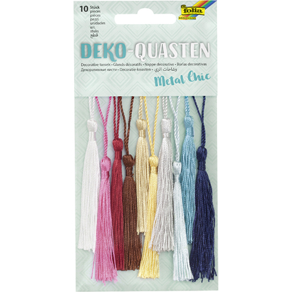 folia Deko-Quasten "METAL CHIC", 10 farbig sortiert