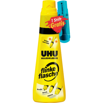 UHU Alleskleber flinke flasche + gratis edding Textmarker