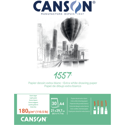 CANSON Skizzenblock 1557, DIN A4, 180 g/qm, rein wei