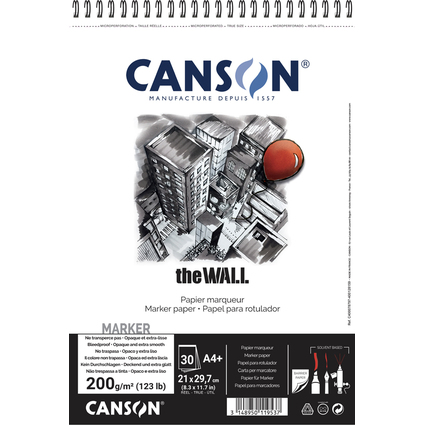 CANSON Zeichenpapier-Spiralblock "The WALL", A4, 200 g/qm