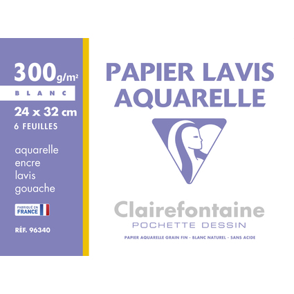 Clairefontaine Zeichenpapier "Lavis Aquarelle", 240 x 320 mm