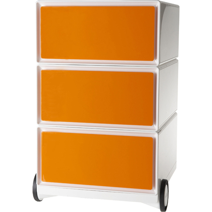 PAPERFLOW Rollcontainer "easyBox", 3 Schbe, wei / orange