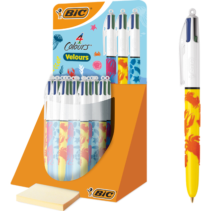 BIC Druckkugelschreiber 4 Colours Velours, 30er Display