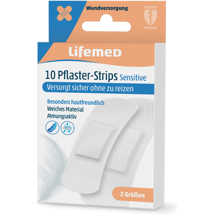 Lifemed Pflaster-Strips "Sensitive", wei, 10er