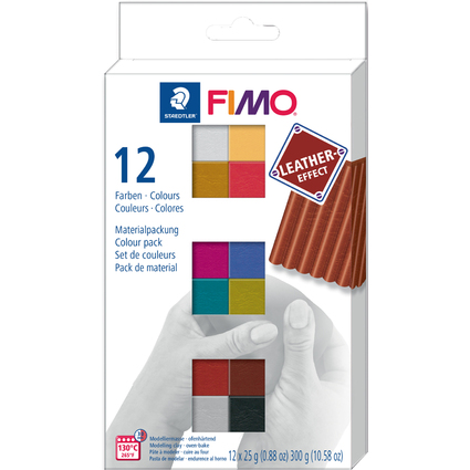 FIMO EFFECT LEATHER Modelliermasse-Set, 12er Set