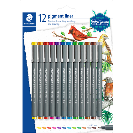 STAEDTLER Pigmentliner Design Journey, 12er Blisterkarte