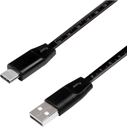 LogiLink USB 2.0 Kabel mit Lineal, USB-A - USB-C Stecker