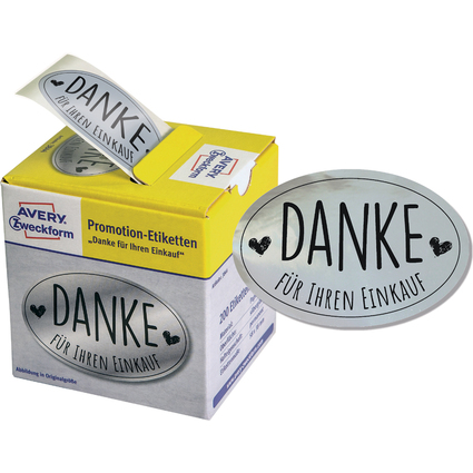 AVERY Zweckform Promotion-Etiketten "Danke", silber