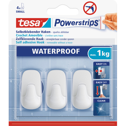 tesa Powerstrips Haken WATERPROOF Small Plastik, wei