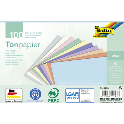 folia Tonpapier PASTELL, DIN A4, 130 g/qm
