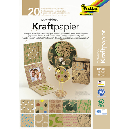 folia Motivblock "Kraftpapier II", DIN A4, 20 Blatt