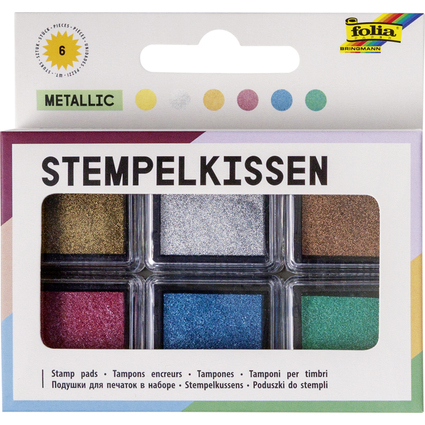 folia Stempelkissen Set "Metallic", 6-farbig sortiert