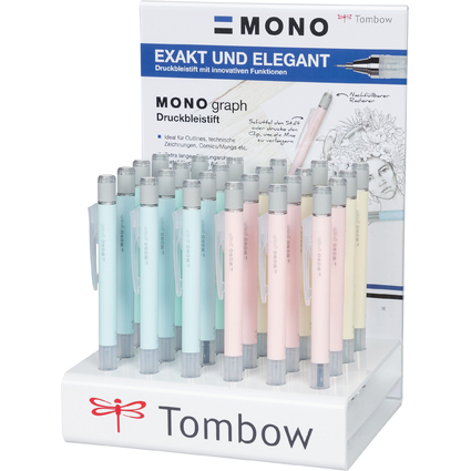 Tombow Druckbleistift "MONO graph" Pastell, 24er Display