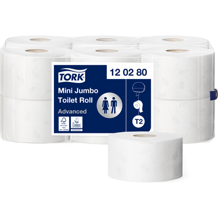 TORK Minirollen-Toilettenpapier Jumbo, 2-lagig, wei, 170 m