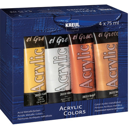 KREUL Acrylfarbe el Greco Acrylic Metallic, 75 ml, 4er-Set