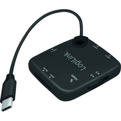 LogiLink USB-C OTG Multifunktions-Hub & Kartenleser, schwarz