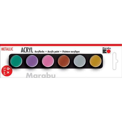 Marabu Acrylfarben-Set "METALLIC", 6 x 3,5 ml