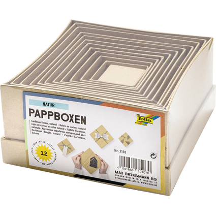 folia Pappboxen NATUR, eckig, 12 Stck sortiert