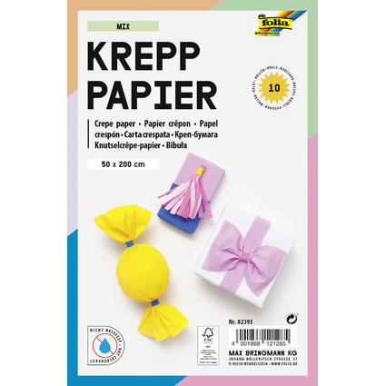 folia Krepppapier-Rollen MIX, 500 mm x 2 m, sortiert