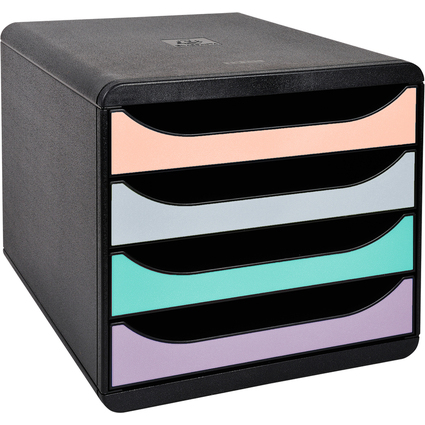 EXACOMPTA Schubladenbox BIG-BOX Aquarel, 4 Schbe, farbig