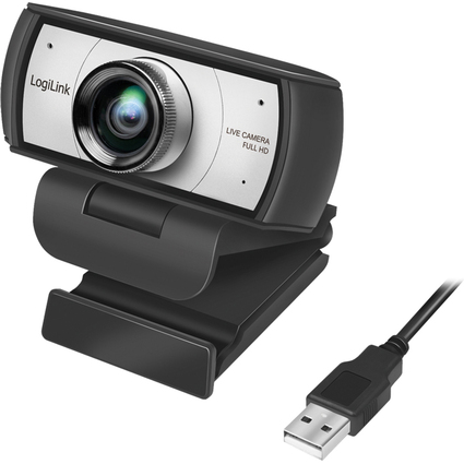 LogiLink Konferenz HD-USB-Webcam mit Dual-Mikrofon, 120 Grad