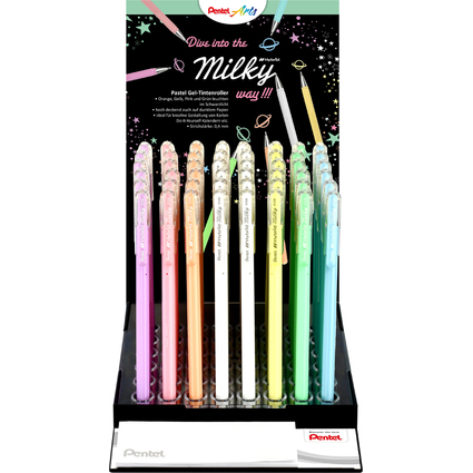 Pentel Gel-Tintenroller Hybrid Milky, Pastell, 48er Display