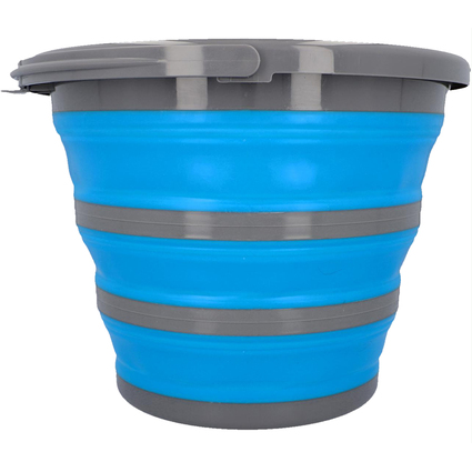 cartrend Wassereimer, faltbar, rund, 10 Liter, grau/blau