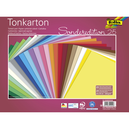 folia Tonkarton, (B)250 x (H)350 mm, 220 g/qm, sortiert