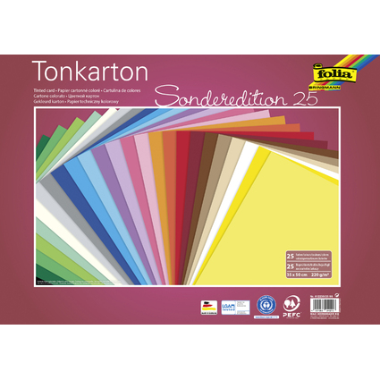 folia Tonkarton, (B)350 x (H)500 mm, 220 g/qm, sortiert