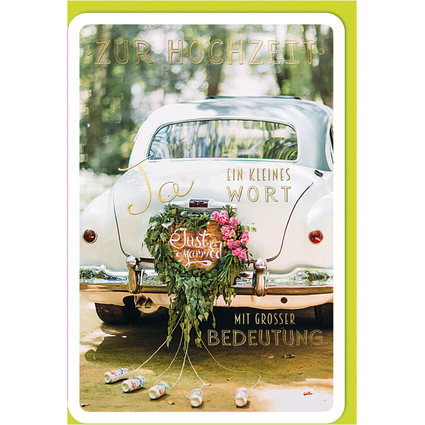 SUSY CARD Hochzeitskarte "Blumenkranz am Auto"