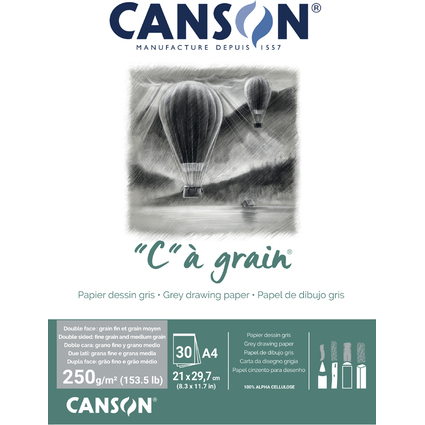 CANSON Zeichenpapierblock "C"  grain Couleur, grau meliert