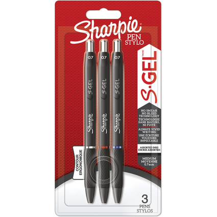 Sharpie Gelschreiber S-GEL, 0,7 mm, sortiert, 3er Blister