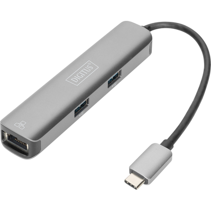 DIGITUS USB-C Dock, 5-Port, Aluminium-Gehuse, grau