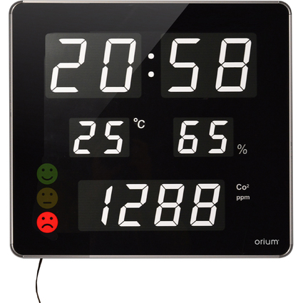 CEP LED-Wanduhr, mit Luftgtemonitor, schwarz