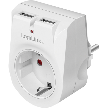 LogiLink Adapterstecker mit 2 USB-Ports, wei