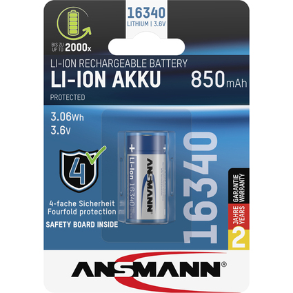 ANSMANN Li-Ion Akku 16340, 3,6 V, 850 mAh